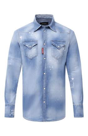 Мужская джинсовая рубашка DSQUARED2 синего цвета по цене 47500 руб., арт. S74DM0452/S30341 | Фото 1 Мужская джинсовая рубашка DSQUARED2 синего цвета, арт. S74DM0452/S30341 | Фото 1