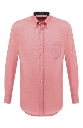 Мужская хлопковая рубашка PAUL&SHARK розового цвета, арт. I20P3064/C00 | Фото 1 (Рукава: Длинные; Материал внешний: Хлопок; Случай: Повседневный; Стили: Кэжуэл; Принт: Однотонные; Длина (для топов): Удлиненные; Манжеты: На пуговицах; Воротник: Button down)