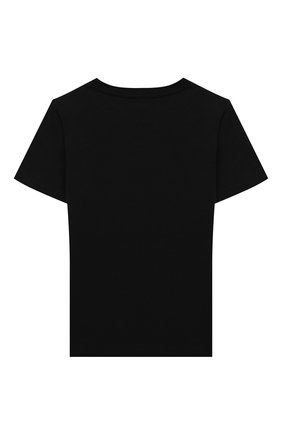 Детская хлопковая футболка VERSACE черного цвета, арт. YC000438/YA00019/4A-6A | Фото 2 (Рукава: Короткие; Материал внешний: Хлопок; Девочки Кросс-КТ: футболка-одежда; Ростовка одежда: 6 лет | 116 см)