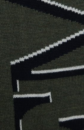 Детский шерстяной шарф EMPORIO ARMANI хаки цвета, арт. 404612/0A464 | Фото 2 (Материал: Шерсть, Текстиль; Региональные ограничения белый список (Axapta Mercury): RU)