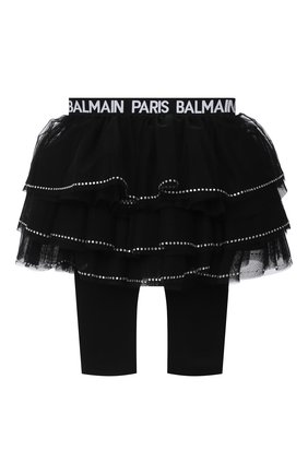 Детская леггинсы с юбкой BALMAIN черного цвета по цене 17350 руб., арт. 6N7310/NE530/12-36M | Фото 2 Детская леггинсы с юбкой BALMAIN черного цвета, арт. 6N7310/NE530/12-36M | Фото 2
