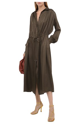 Женское шелковое платье KITON хаки цвета по цене 181000 руб., арт. D50329K05T65 | Фото 2 Женское шелковое платье KITON хаки цвета, арт. D50329K05T65 | Фото 2
