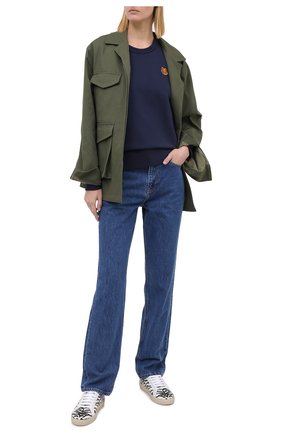 Женский хлопковый свитшот KENZO темно-синего цвета по цене 135500 тенге, арт. FA62SW8204MD | Фото 2 Женский хлопковый свитшот KENZO темно-синего цвета, арт. FA62SW8204MD | Фото 2 (Рукава: Длинные; Длина (для топов): Стандартные; Материал внешний: Хлопок; Женское Кросс-КТ: Свитшот-одежда; Стили: Кэжуэл)