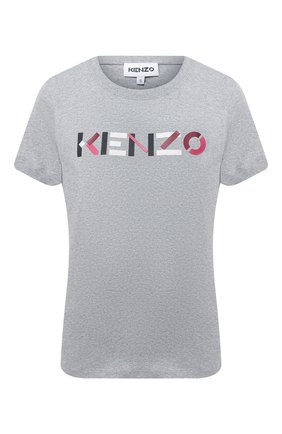 Женская хлопковая футболка KENZO серого цвета по цене 12100 руб., арт. FA62TS8404SJ | Фото 1