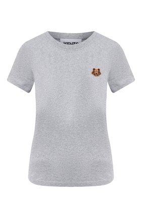 Женская хлопковая футболка KENZO серого цвета по цене 9950 руб., арт. FA62TS8434SJ | Фото 1 Женская хлопковая футболка KENZO серого цвета, арт. FA62TS8434SJ | Фото 1