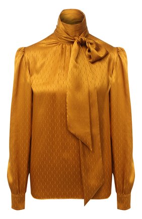 Женская шелковая блузка SAINT LAURENT желтого цвета по цене 147000 руб., арт. 642360/Y8B58 | Фото 1 Женская шелковая блузка SAINT LAURENT желтого цвета, арт. 642360/Y8B58 | Фото 1