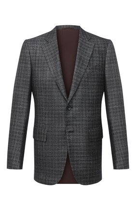 Мужской пиджак из кашемира и шелка ZEGNA COUTURE темно-серого цвета по цене 360500 руб., арт. 806N03/12C2N0 | Фото 1 Мужской пиджак из кашемира и шелка ZEGNA COUTURE темно-серого цвета, арт. 806N03/12C2N0 | Фото 1 (Материал внешний: Шелк, Шерсть, Кашемир; Материал подклада: Хлопок; Длина (для топов): Стандартные; Рукава: Длинные; Стили: Классический; 1-2-бортные: Однобортные; Пиджаки М: Прямой; Случай: Коктейльный)