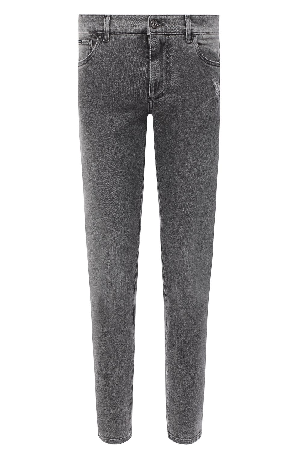 Мужские джинсы DOLCE & GABBANA серого цвета, арт. GY07CD/G8CP3 | Фото 1 (Силуэт М (брюки): Прямые; Кросс-КТ: Деним; Длина (брюки, джинсы): Стандартные; Стили: Гранж; Материал внешний: Хлопок, Деним)