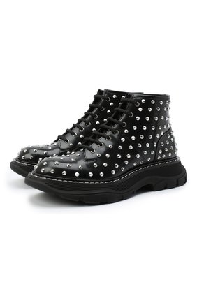 Женские кожаные ботинки ALEXANDER MCQUEEN черного цвета по цене 78300 руб., арт. 595470/WHQSG | Фото 1 Женские кожаные ботинки ALEXANDER MCQUEEN черного цвета, арт. 595470/WHQSG | Фото 1