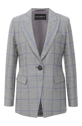 Женский хлопковый жакет EMPORIO ARMANI серого цвета по цене 83700 руб., арт. 9NG19T/92113 | Фото 1 Женский хлопковый жакет EMPORIO ARMANI серого цвета, арт. 9NG19T/92113 | Фото 1