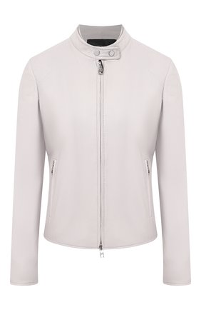 Женская кожаная куртка EMPORIO ARMANI светло-серого цвета по цене 89950 руб., арт. 9NB04P/92P21 | Фото 1 Женская кожаная куртка EMPORIO ARMANI светло-серого цвета, арт. 9NB04P/92P21 | Фото 1