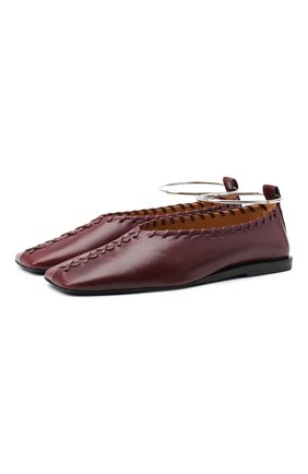 Женские кожаные балетки JIL SANDER бордового цвета по цене 51150 руб., арт. JS30217A-12014 | Фото 1 Женские кожаные балетки JIL SANDER бордового цвета, арт. JS30217A-12014 | Фото 1