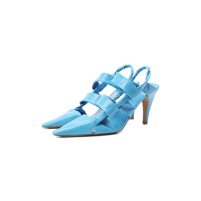 Кожаные туфли BV Point Bottega Veneta голубого цвета