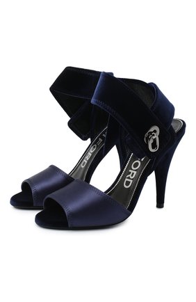 Женские текстильные босоножки TOM FORD синего цвета по цене 79950 руб., арт. W2687R-TSA007 | Фото 1 Женские текстильные босоножки TOM FORD синего цвета, арт. W2687R-TSA007 | Фото 1 (Материал внутренний: Натуральная кожа; Материал внешний: Текстиль; Подошва: Плоская; Каблук высота: Высокий; Каблук тип: Шпилька)