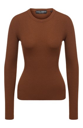 Женский шерстяной пуловер DOLCE & GABBANA коричневого цвета по цене 51950 руб., арт. FX853T/JAVYN | Фото 1 Женский шерстяной пуловер DOLCE & GABBANA коричневого цвета, арт. FX853T/JAVYN | Фото 1 (Длина (для топов): Стандартные; Рукава: Длинные; Материал внешний: Шерсть; Женское Кросс-КТ: Пуловер-одежда; Стили: Кэжуэл, Минимализм, Классический)