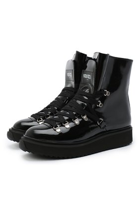 Женские кожаные ботинки alaska KENZO черного цвета по цене 29950 руб., арт. FA62BT301L64 | Фото 1 Женские кожаные ботинки alaska KENZO черного цвета, арт. FA62BT301L64 | Фото 1 (Подошва: Платформа; Материал утеплителя: Натуральный мех; Женское Кросс-КТ: Хайкеры-ботинки)