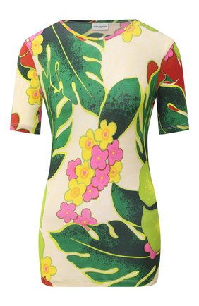 Женская футболка из вискозы DRIES VAN NOTEN зеленого цвета по цене 16100 руб., арт. 202-31110-1615 | Фото 1 Женская футболка из вискозы DRIES VAN NOTEN зеленого цвета, арт. 202-31110-1615 | Фото 1