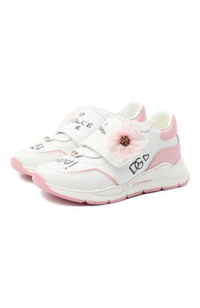 Детские кожаные кроссовки DOLCE & GABBANA белого цвета по цене 33700 руб., арт. D10971/AW773/29-36 | Фото 1 Детские кожаные кроссовки DOLCE & GABBANA белого цвета, арт. D10971/AW773/29-36 | Фото 1