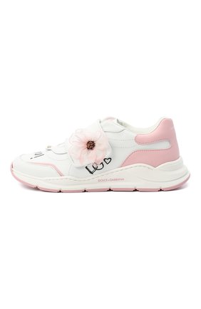 Детские кожаные кроссовки DOLCE & GABBANA белого цвета по цене 38250 руб., арт. D10971/AW773/37-39 | Фото 2 Детские кожаные кроссовки DOLCE & GABBANA белого цвета, арт. D10971/AW773/37-39 | Фото 2