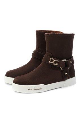 Детские замшевые ботинки DOLCE & GABBANA коричневого цвета по цене 34550 руб., арт. D10990/AW997/29-36 | Фото 1 Детские замшевые ботинки DOLCE & GABBANA коричневого цвета, арт. D10990/AW997/29-36 | Фото 1