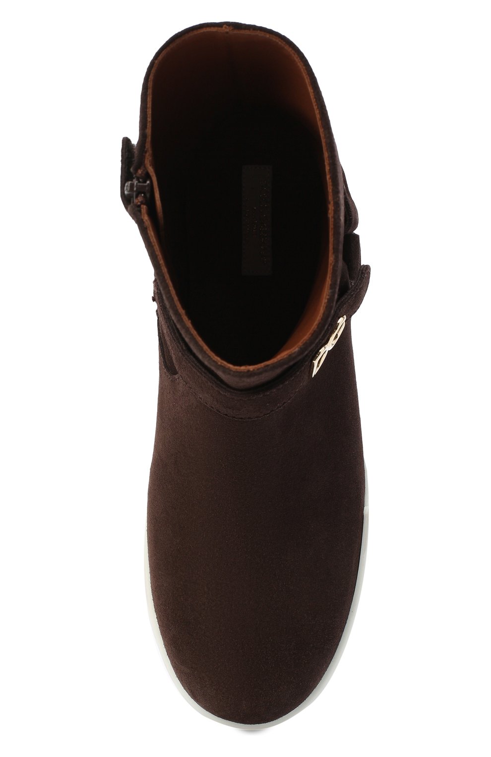 Детские замшевые ботинки DOLCE & GABBANA коричневого цвета, арт. D10990/AW997/37-39 | Фото 4 (Материал внешний: Кожа; Материал внутренний: Натуральная кожа; Региональные ограничения белый список (Axapta Mercury): RU; Длина стельки: 23,4, 24,1)