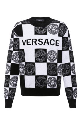 Мужской джемпер из вискозы и шерсти VERSACE черно-белого цвета по цене 115500 руб., арт. A87268/A235904 | Фото 1 Мужской джемпер из вискозы и шерсти VERSACE черно-белого цвета, арт. A87268/A235904 | Фото 1