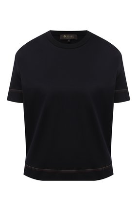Женская хлопковая футболка LORO PIANA темно-синего цвета по цене 41050 руб., арт. FAL2559 | Фото 1 Женская хлопковая футболка LORO PIANA темно-синего цвета, арт. FAL2559 | Фото 1