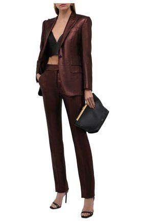 Женские шерстяные брюки TOM FORD темно-коричневого цвета по цене 219500 руб., арт. PAW328-FAX647 | Фото 2 Женские шерстяные брюки TOM FORD темно-коричневого цвета, арт. PAW328-FAX647 | Фото 2