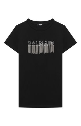 Детская хлопковая футболка BALMAIN черного цвета по цене 18150 руб., арт. 6N8061/NC610/4-10 | Фото 1 Детская хлопковая футболка BALMAIN черного цвета, арт. 6N8061/NC610/4-10 | Фото 1