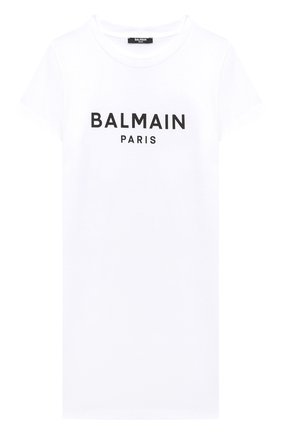 Детское хлопковое платье BALMAIN белого цвета по цене 9885 руб., арт. 6N8081/NC610/12-16 | Фото 1 Детское хлопковое платье BALMAIN белого цвета, арт. 6N8081/NC610/12-16 | Фото 1 (Материал внешний: Хлопок; Случай: Повседневный; Рукава: Короткие; Девочки Кросс-КТ: Платье-одежда; Ростовка одежда: 12 лет | 152 см, 13 - 15 лет | 158 см, 16 лет | 164 см)