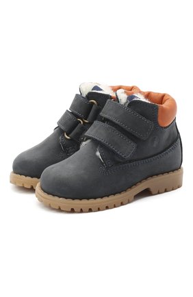 Детские кожаные ботинки WALKEY темно-синего цвета, арт. Y1B4-40015-0415/19-24 | Фото 1 (Материал утеплителя: Натуральный мех; Региональные ограничения белый список (Axapta Mercury): RU)