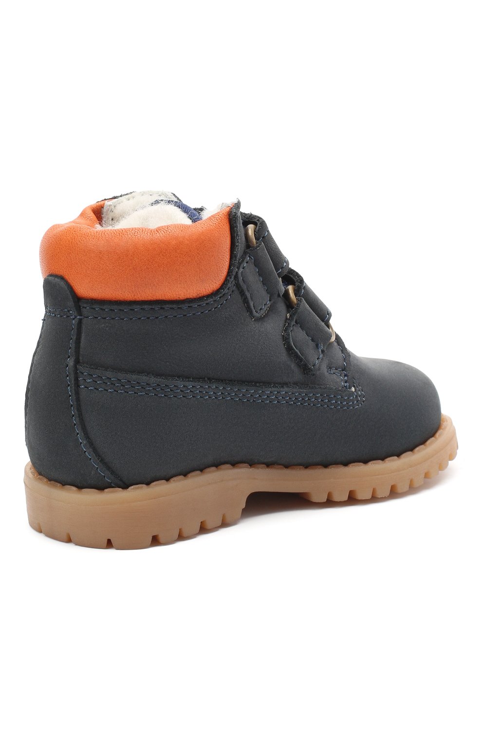 Детские кожаные ботинки WALKEY темно-синего цвета, арт. Y1B4-40015-0415/19-24 | Фото 3 (Материал утеплителя: Натуральный мех; Региональные ограничения белый список (Axapta Mercury): RU)