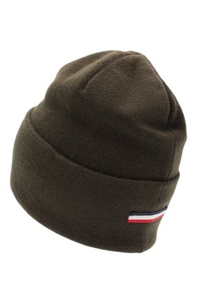 Мужская шерстяная шапка MONCLER зеленого цвета по цене 23100 руб., арт. F2-091-9Z736-00-A9526 | Фото 2 Мужская шерстяная шапка MONCLER зеленого цвета, арт. F2-091-9Z736-00-A9526 | Фото 2