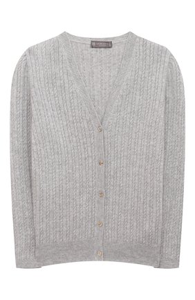 Детский кашемировый кардиган GIORGETTI CASHMERE светло-серого цвета по цене 32300 руб., арт. MB1689/8A-14A | Фото 1 Детский кашемировый кардиган GIORGETTI CASHMERE светло-серого цвета, арт. MB1689/8A-14A | Фото 1 (Материал внешний: Шерсть, Кашемир; Рукава: Длинные; Девочки Кросс-КТ: Кардиган-одежда; Девочки-школьная форма: Кардиганы; Региональные ограничения белый список (Axapta Mercury): RU; Ростовка одежда: 10 - 11 лет | 140 - 146см, 12 лет | 152 см, 13 - 15 лет | 158 см, 8 лет | 128 см)