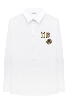 Детская хлопковая рубашка DOLCE & GABBANA белого цвета по цене 17600 руб., арт. L42S70/G7WXV/2-6 | Фото 1 Детская хлопковая рубашка DOLCE & GABBANA белого цвета, арт. L42S70/G7WXV/2-6 | Фото 1 (Материал внешний: Хлопок; Рукава: Длинные; Стили: Классический; Ростовка одежда: 2 года | 92 см, 3 года | 98 см, 4 года | 104 см, 5 лет | 110 см, 6 лет | 116 см)