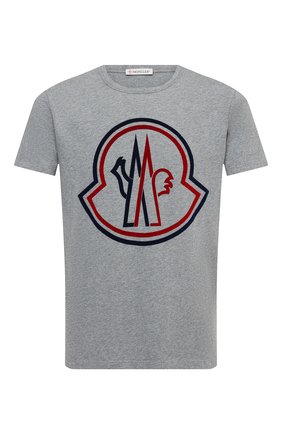 Мужская хлопковая футболка MONCLER серого цвета по цене 15500 руб., арт. F2-091-8C748-10-8390T | Фото 1 Мужская хлопковая футболка MONCLER серого цвета, арт. F2-091-8C748-10-8390T | Фото 1
