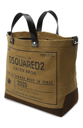 Мужская текстильная сумка-шопер DSQUARED2 хаки цвета по цене 49950 руб., арт. SPM0026 63600001 | Фото 4 Мужская текстильная сумка-шопер DSQUARED2 хаки цвета, арт. SPM0026 63600001 | Фото 4