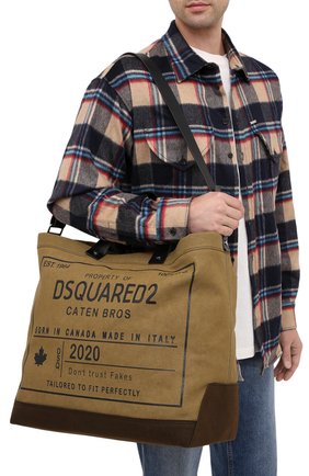 Мужская текстильная сумка-шопер DSQUARED2 хаки цвета по цене 49950 руб., арт. SPM0026 63600001 | Фото 5 Мужская текстильная сумка-шопер DSQUARED2 хаки цвета, арт. SPM0026 63600001 | Фото 5
