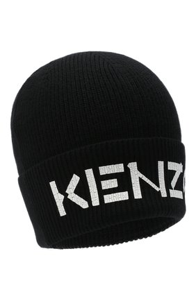 Мужская шерстяная шапка KENZO черного цвета, арт. FA68BU111KEK | Фото 1 (Материал: Шерсть, Текстиль; Кросс-КТ: Трикотаж)