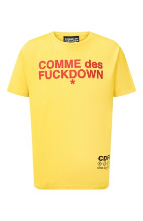 Мужская хлопковая футболка COMME DES FUCKDOWN желтого цвета по цене 5215 руб., арт. CDFU1057 | Фото 1 Мужская хлопковая футболка COMME DES FUCKDOWN желтого цвета, арт. CDFU1057 | Фото 1