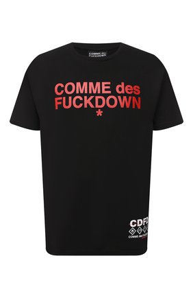Мужская хлопковая футболка COMME DES FUCKDOWN черного цвета по цене 5215 руб., арт. CDFU1057 | Фото 1 Мужская хлопковая футболка COMME DES FUCKDOWN черного цвета, арт. CDFU1057 | Фото 1