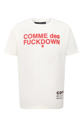 Мужская хлопковая футболка COMME DES FUCKDOWN белого цвета по цене 5215 руб., арт. CDFU1057 | Фото 1 Мужская хлопковая футболка COMME DES FUCKDOWN белого цвета, арт. CDFU1057 | Фото 1