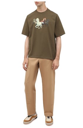 Мужская хлопковая футболка KENZO хаки цвета по цене 11850 руб., арт. FA65TS0614SK | Фото 2 Мужская хлопковая футболка KENZO хаки цвета, арт. FA65TS0614SK | Фото 2