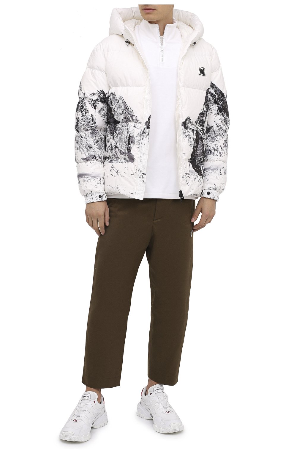 Мужская пуховая куртка chaberton MONCLER белого цвета, арт. F2-091-1A561-00-54ALL | Фото 2 (Мужское Кросс-КТ: пуховик-короткий, Пуховик-верхняя одежда, Верхняя одежда; Рукава: Длинные; Сти�ли: Гранж; Кросс-КТ: Пуховик; Материал внешний: Хлопок; Материал подклада: Синтетический материал; Длина (верхняя одежда): Короткие; Материал утеплителя: Пух и перо)
