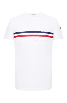Мужская хлопковая футболка MONCLER белого цвета по цене 19200 руб., арт. F2-091-8C755-10-8390T | Фото 1 Мужская хлопковая футболка MONCLER белого цвета, арт. F2-091-8C755-10-8390T | Фото 1