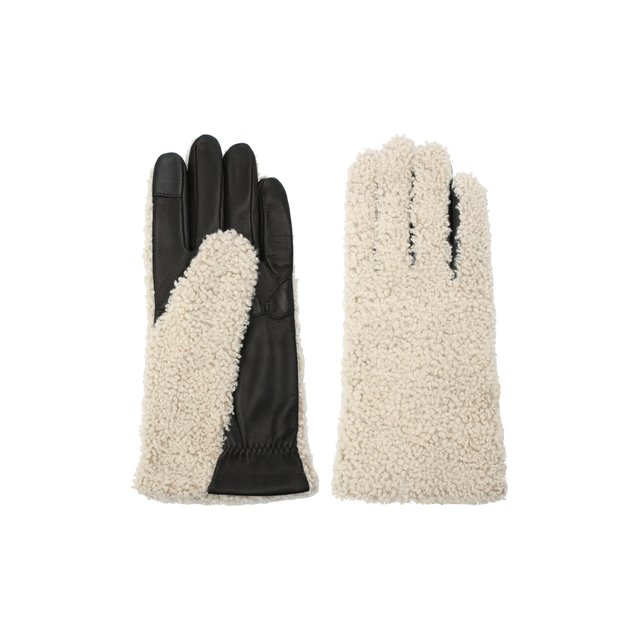 фото Кожаные перчатки с отделкой мехом agnelle