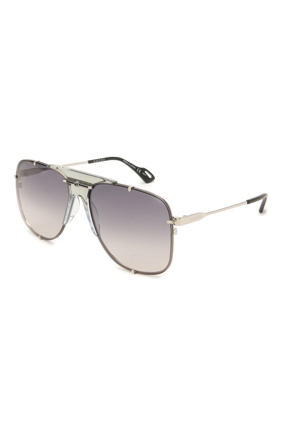 Мужские солнцезащитные очки GUCCI серебряного цвета, арт. GG0739S 001 | Фото 1