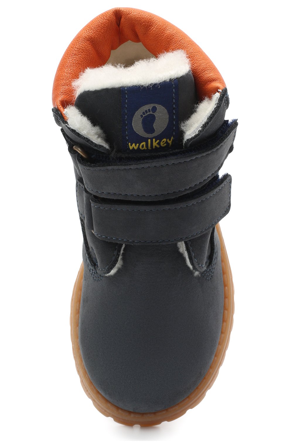 Детские кожаные ботинки WALKEY темно-синего цвета, арт. Y1B4-40015-0415/25-29 | Фото 4 (Длина стельки: 16,6; Материал утеплителя: Натуральный мех; Региональные ограничения белый список (Axapta Mercury): RU)