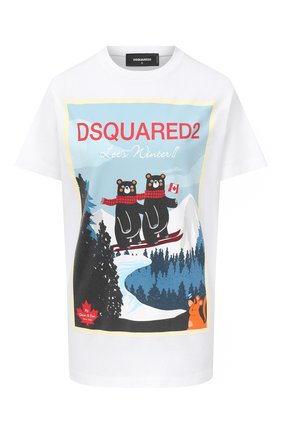 Женская хлопковая футболка DSQUARED2 белого цвета по цене 19950 руб., арт. S75GD0107/S23009 | Фото 1 Женская хлопковая футболка DSQUARED2 белого цвета, арт. S75GD0107/S23009 | Фото 1