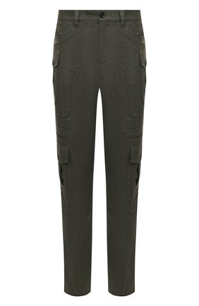 Мужские шерстяные брюки-карго BRUNELLO CUCINELLI хаки цвета, арт. ME226S1970 | Фото 1 (Длина (брюки, джинсы): Стандартные; Материал внешний: Шерсть; Силуэт М (брюки): Карго; Случай: Повседневный; Стили: Кэжуэл)